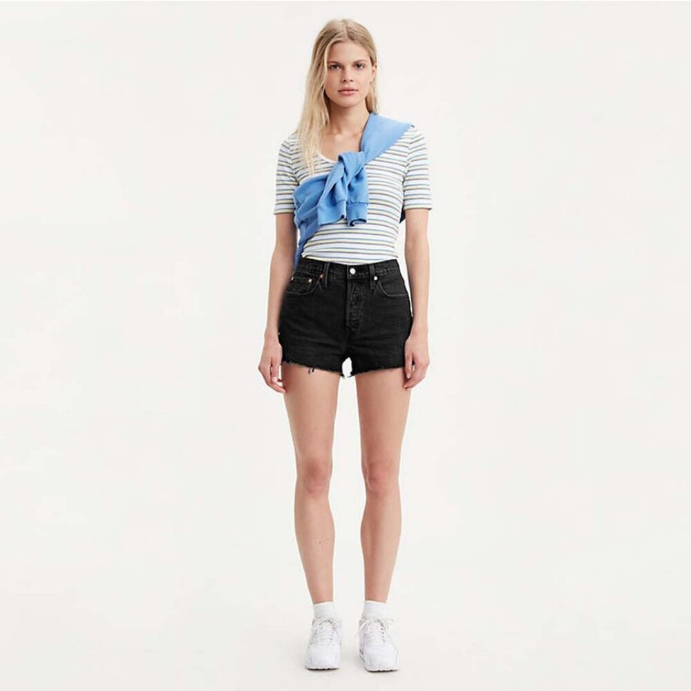 Levi's Women's 501 Original Shorts Button Fly Lunar Black 31W EUC Cut Off